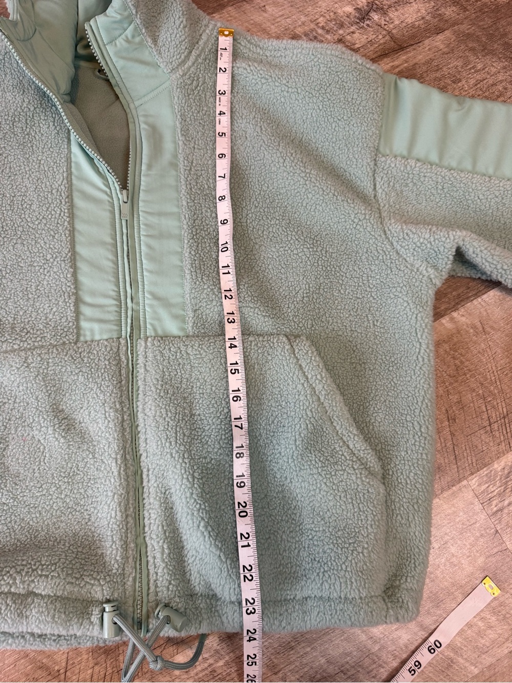 all in motion Sage Minty Green Sherpa Zip-Up Hooded Jacket with Solid Panels - Picture 10 of 14